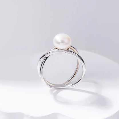 S925 pure silver pearl ring, female niche design, light luxury, high-end feeling, cool style, Instagram trendy fashion