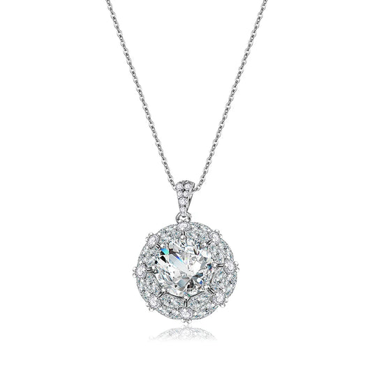 Jeweller Buy 3CT Round Cut Moissanite Pendant with Big Diamond 925 Sterling Silver Necklace Link Chain Trendy Style