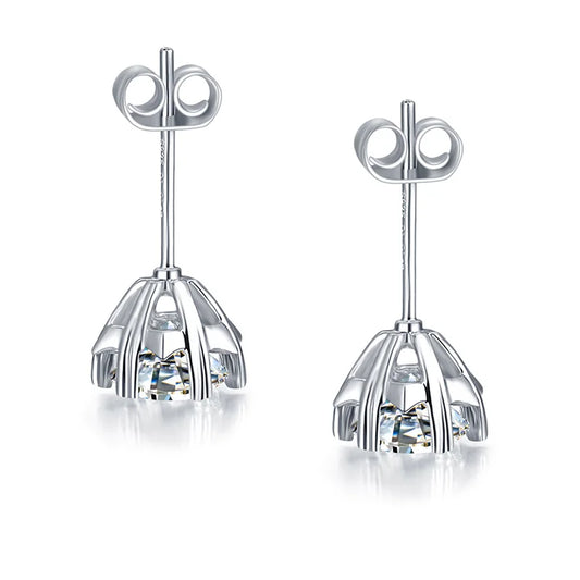 Jeweller Buy Classic 6 Prong Round Brilliant Cut Moissanite Earrings for Ladies Sterling Silver