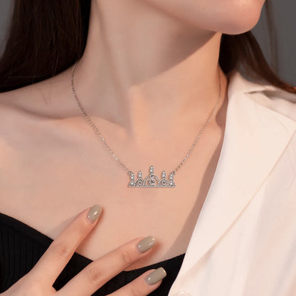 Luxury Crown Pendant Silver Jewelry Rhodium Plated Full-diamond Jewelry Women Necklaces Silver 925