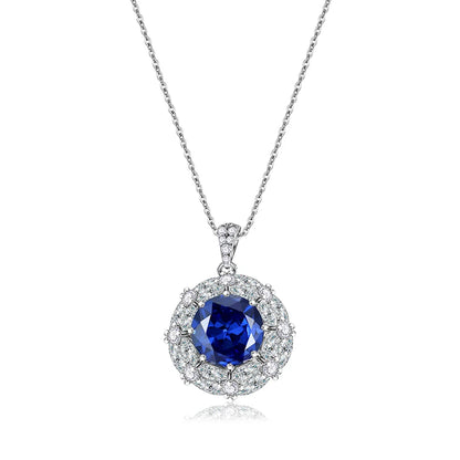 Jeweller Buy Fashionable 925 Sterling Silver Necklace Trendy 3CT Moissanite Diamond Blue Green Pendant Link