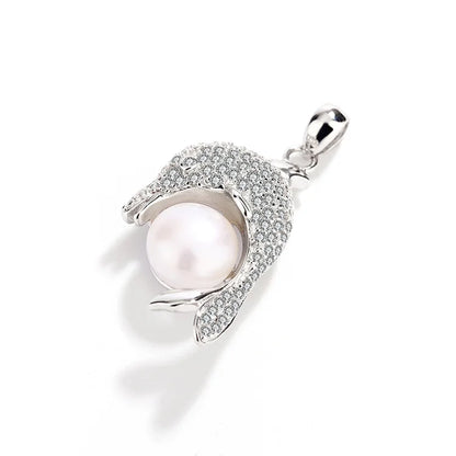 Ladies women fashion fine jewelry custom shape customizable zirconia modern pearl diamond charm pendant for necklace