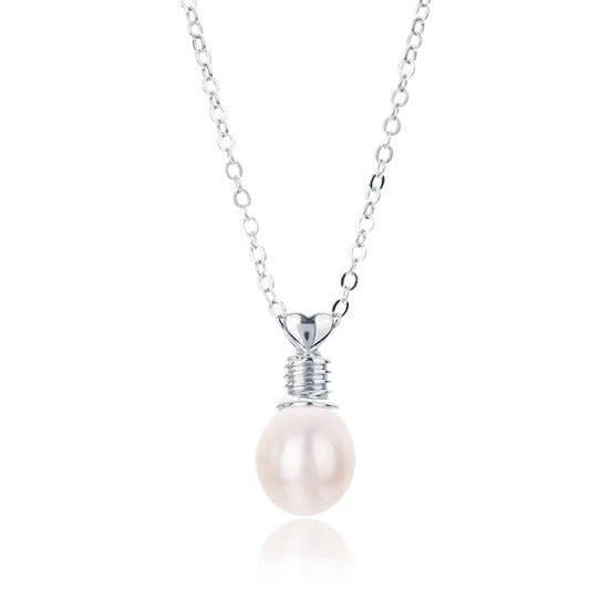 925 sterling silver women teardrop pearl charm drop pendant necklace with pearl pendant