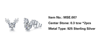 Jeweller Buy Cute Deer Horn Shape Earrings 925 Sterling Silver Round Brilliant Cut Moissanite Diamond Stud