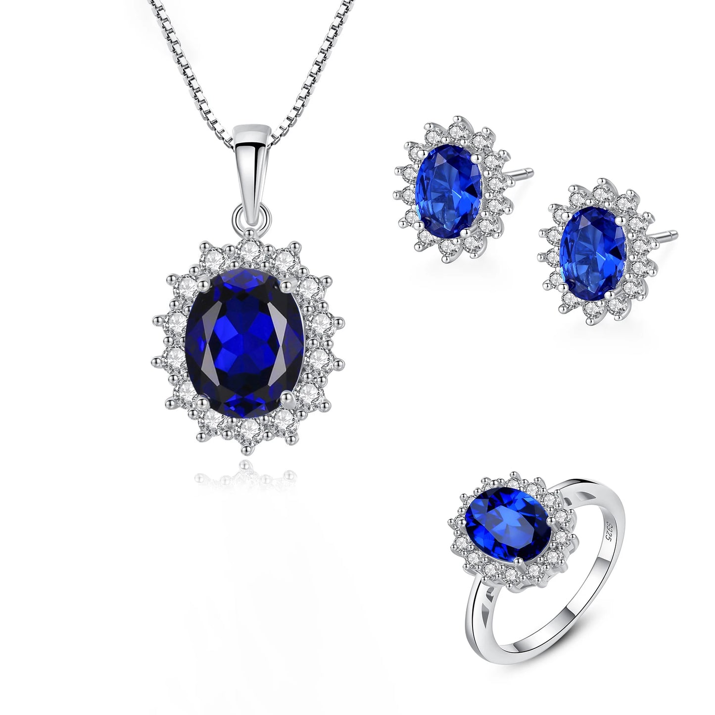 Silver Jewelry Set Women Jewelry Colorful Stone Ring Necklace Earring Non Tarnish Gold Plated Jewelry Sets