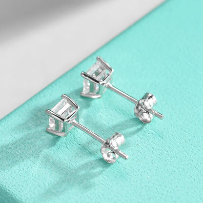 Jeweller Buy Classic Style Princess Cut 0.5CT Moissanite Stud Earrings 925 Sterling Silver Ear Studs
