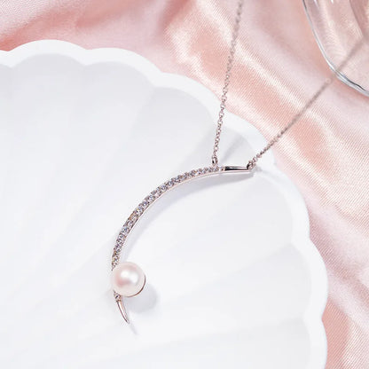 925 sterling silver women teardrop pearl charm drop pendant necklace with pearl pendant