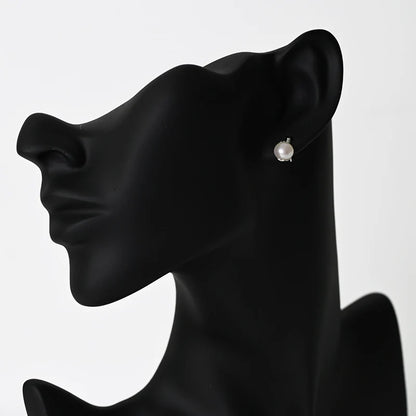 Fashion trending 925 sterling silver jewelry freshwater pearl simple stud women earrings with zircons