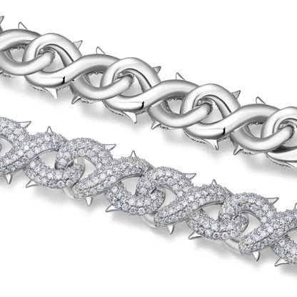 High-Quality Hip Hop Moissanite Diamond Prong Set Chain Bracelet - 925 Silver & Platinum Paved, Luxurious Gift for Men