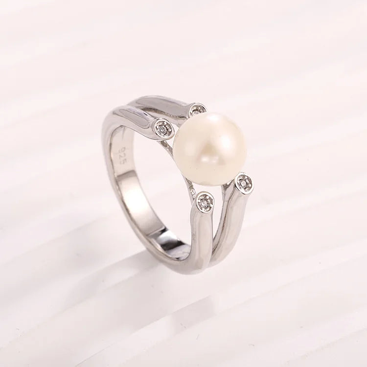 925 sterling silver simple vintage large big freshwater pearl ring design in silver