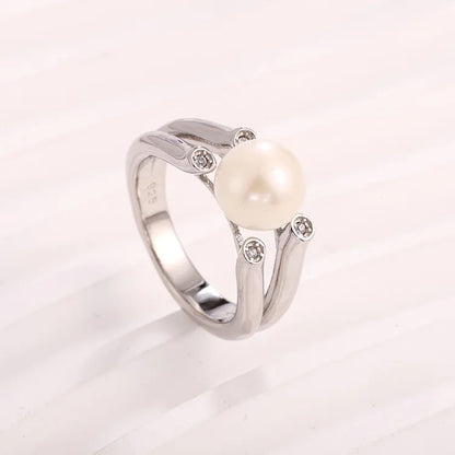 925 sterling silver simple vintage large big freshwater pearl ring design in silver