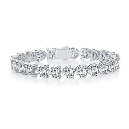 Elegant Moissanite Tennis Bracelet 1 Carat Heart Lab-Created Diamond, 18K Gold Plated 925 Silver, Ideal for Any Occasion