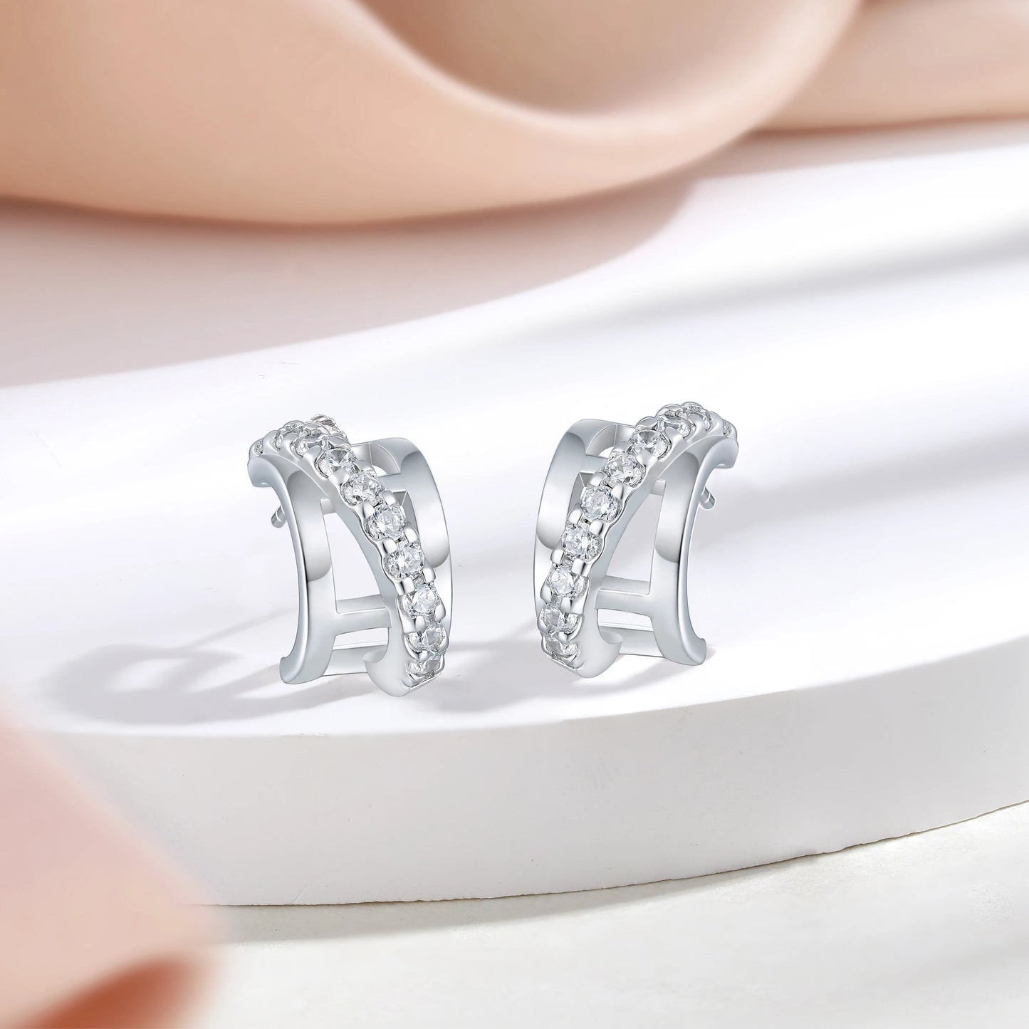 Vintage Sterling Silver Earring Studs Women white Gold Jewellery Gift Women 925 Silver Earring