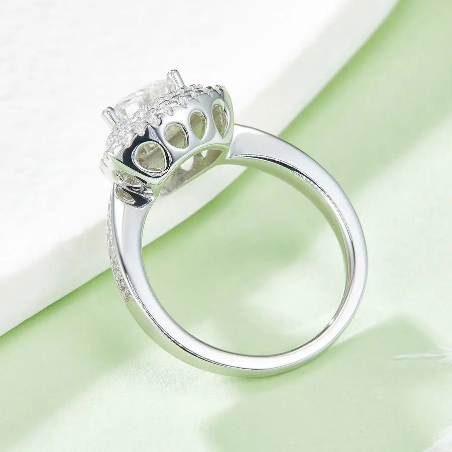 S925 Silver Triangle Ring with Moissanite, Stylish Silver-Plated, Perfect for Parties, Birthdays, Concerts & Formal Events