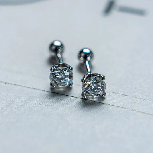 Jeweller Buy Hot Sale 925 Sterling Silver Four Claw Moissanite Diamond Stud Earrings Cute round Studs