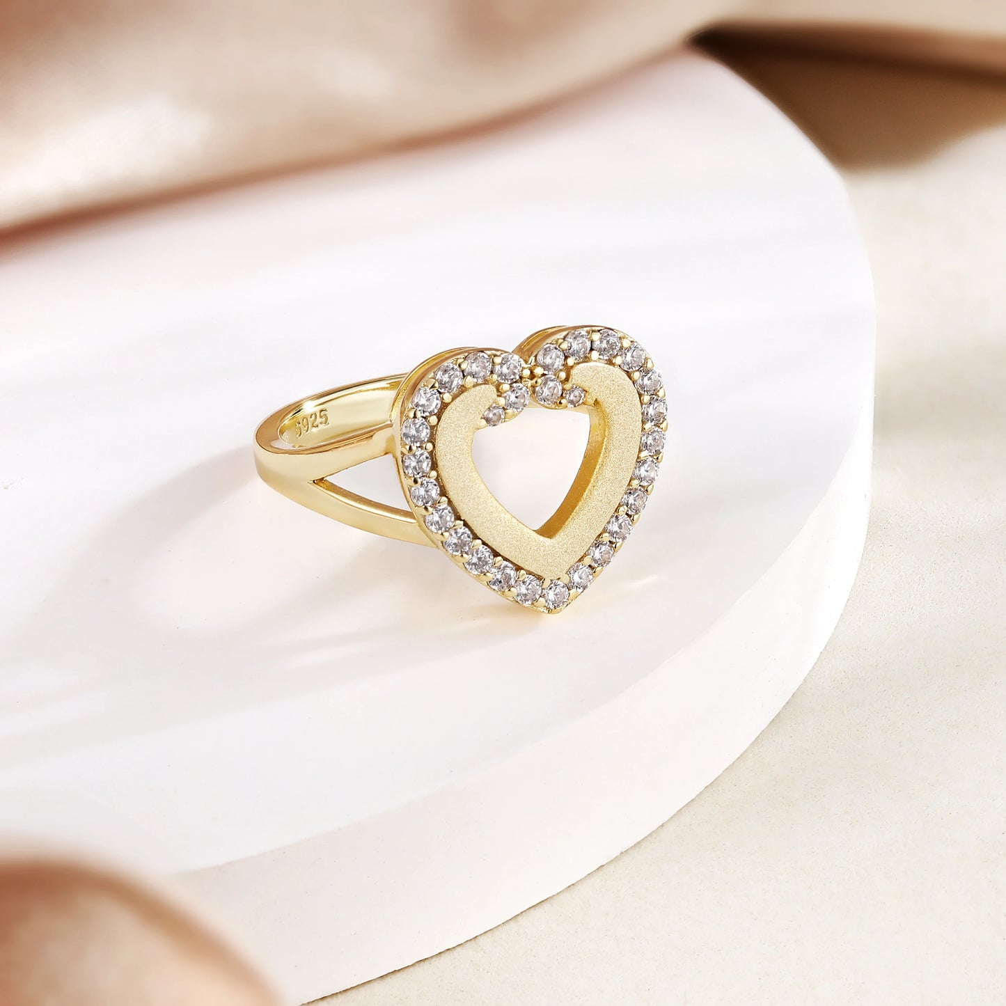 Classic Heart Rings Silver Jewelry cubic zirconia heart shaped minimalist jewelry 18k gold plated rings for women