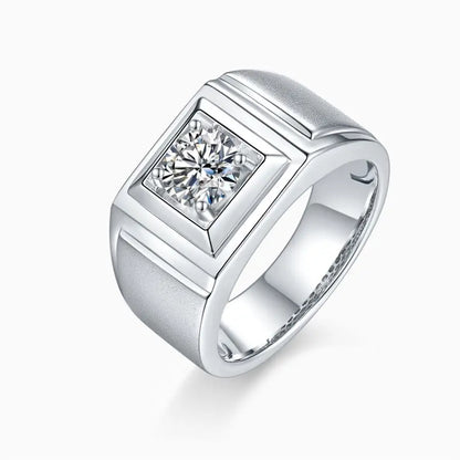 1ct Moissanite S925 Silver Men's Ring, Luxury Men's Wedding, Business, and Gift Ring for Events and Ceremonies