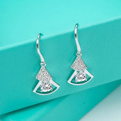 Jeweller Buy High Quality 925 Sterling Silver Huggie Dangle Earrings Trendy Skirt Shape Pear Cut Design for Gift