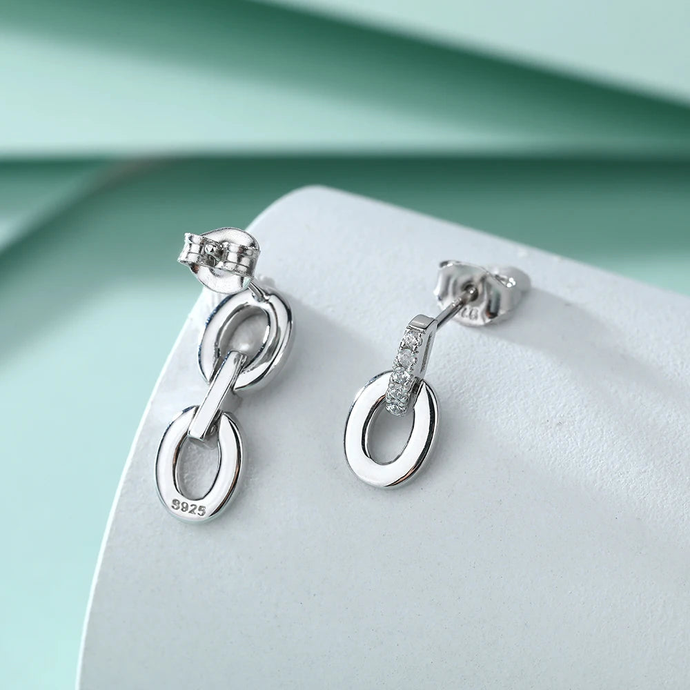 Fashion Silver Jewelry Asymmetric Original Design Hoop Earrings Non Allergic Jewelry Real Silver Earring Studs for Women