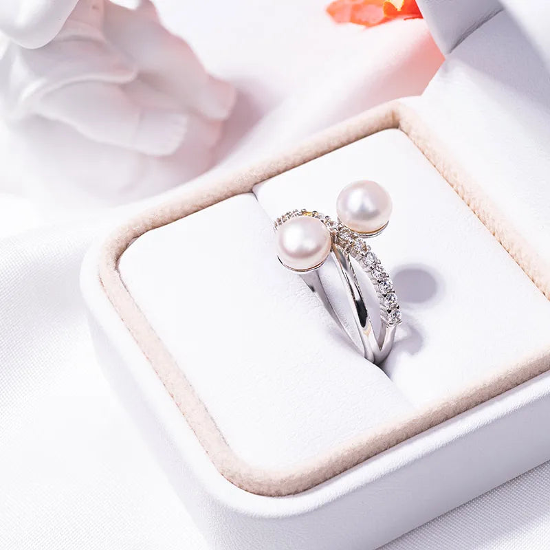 S925 pure silver pearl ring, female niche design, light luxury, high-end feeling, cool style, Instagram trendy fashion