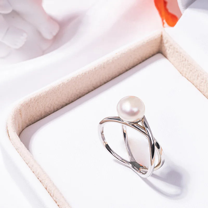 S925 pure silver pearl ring, female niche design, light luxury, high-end feeling, cool style, Instagram trendy fashion