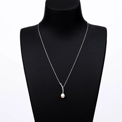 925 sterling silver women teardrop pearl charm drop pendant necklace with pearl pendant