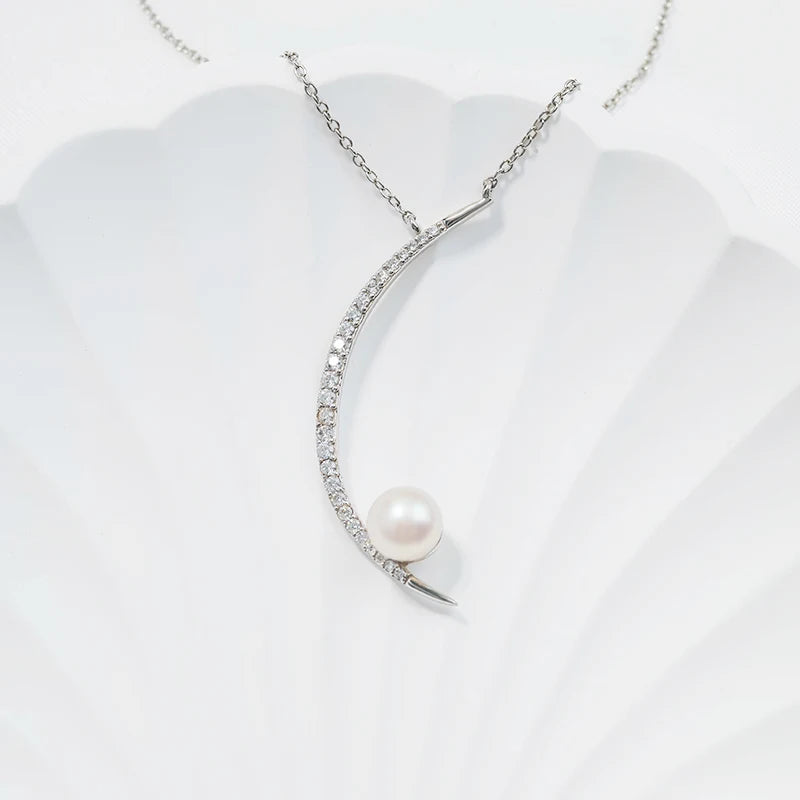 925 sterling silver women teardrop pearl charm drop pendant necklace with pearl pendant