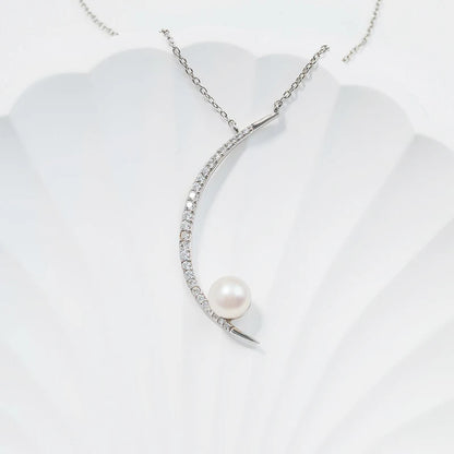 925 sterling silver women teardrop pearl charm drop pendant necklace with pearl pendant