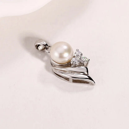 Custom logo fine fashion jewellery modern diamond 925 sterling silver freshwater pearl necklace pendants for pearl setting