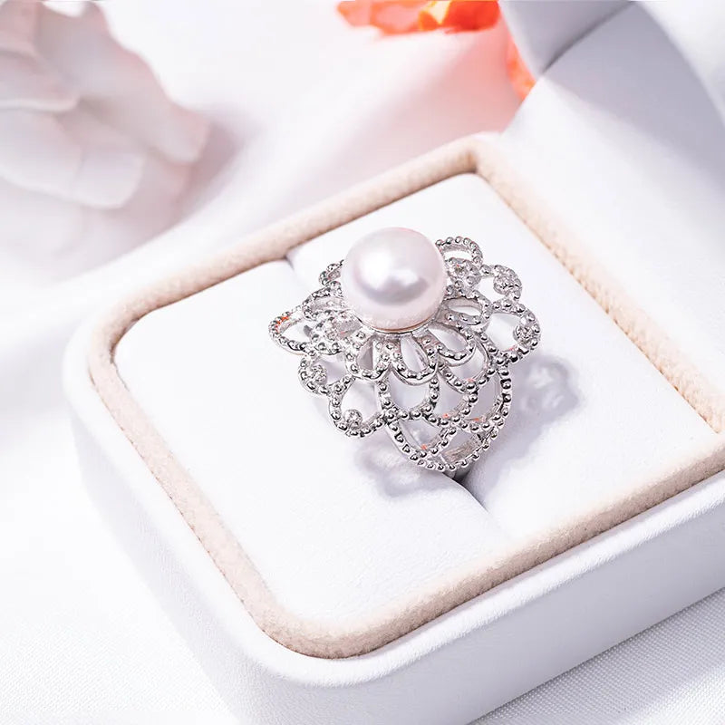 S925 pure silver pearl ring, female niche design, light luxury, high-end feeling, cool style, Instagram trendy fashion