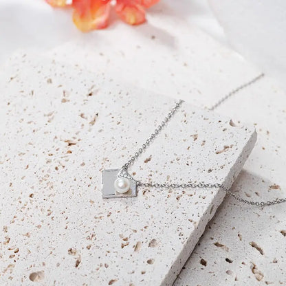 925 sterling silver women teardrop pearl charm drop pendant necklace with pearl pendant