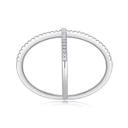 0.3ct D Color Moissanite X Design Wedding Ring, S925 Silver, Women's Moissanite Engagement Ring, Fashionable Design