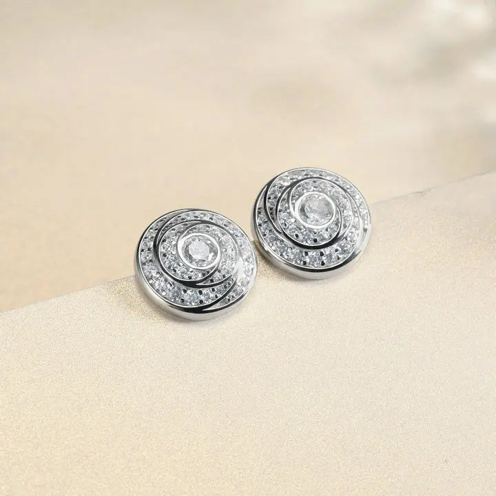 Vintage Sterling Silver Stud Earrings Women Rhodium Plated Zircon Women 925 Silver Small Stud Earrings