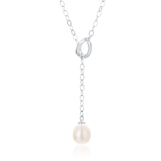 925 sterling silver women teardrop pearl charm drop pendant necklace with pearl pendant