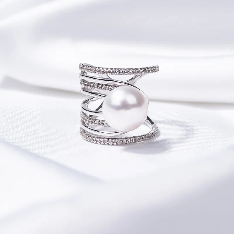 S925 pure silver pearl ring, female niche design, light luxury, high-end feeling, cool style, Instagram trendy fashion