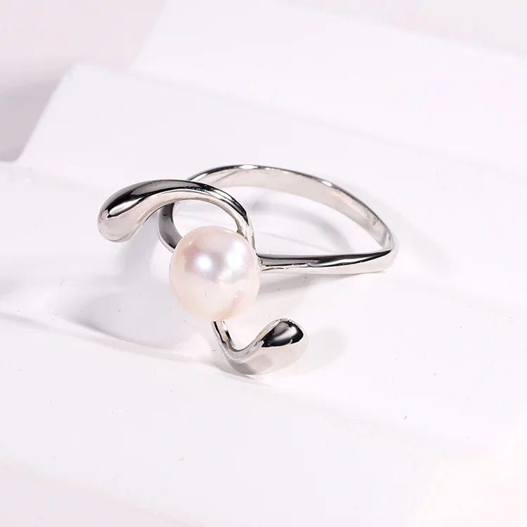 Custom 925 sterling silver unique minimalist ring with single pearl