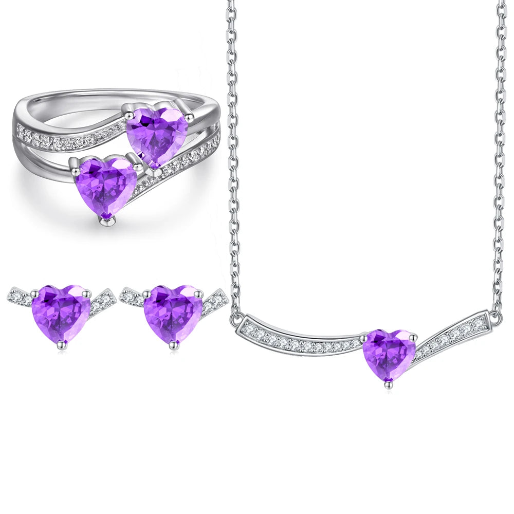 Jewelry Set 925 Sterling Silver Women Jewelry Zircon Stone Ring Necklace Earring Non Tarnish Rhodium Plated Jewelry Sets