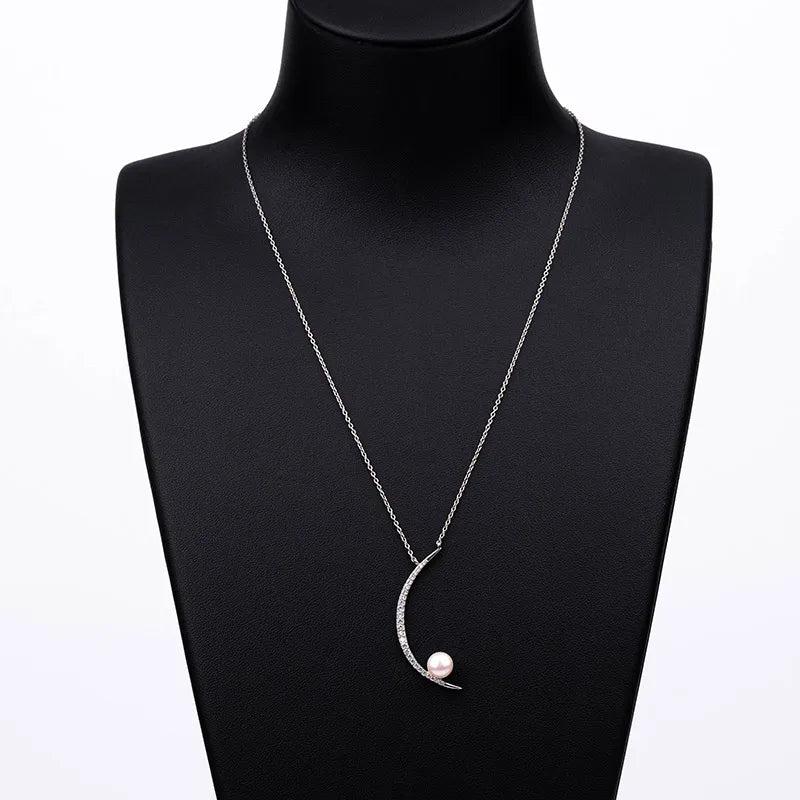 925 sterling silver women teardrop pearl charm drop pendant necklace with pearl pendant