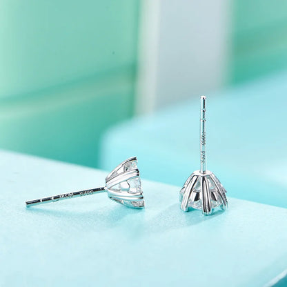 Jeweller Buy Classic 6 Prong Round Brilliant Cut Moissanite Earrings for Ladies Sterling Silver