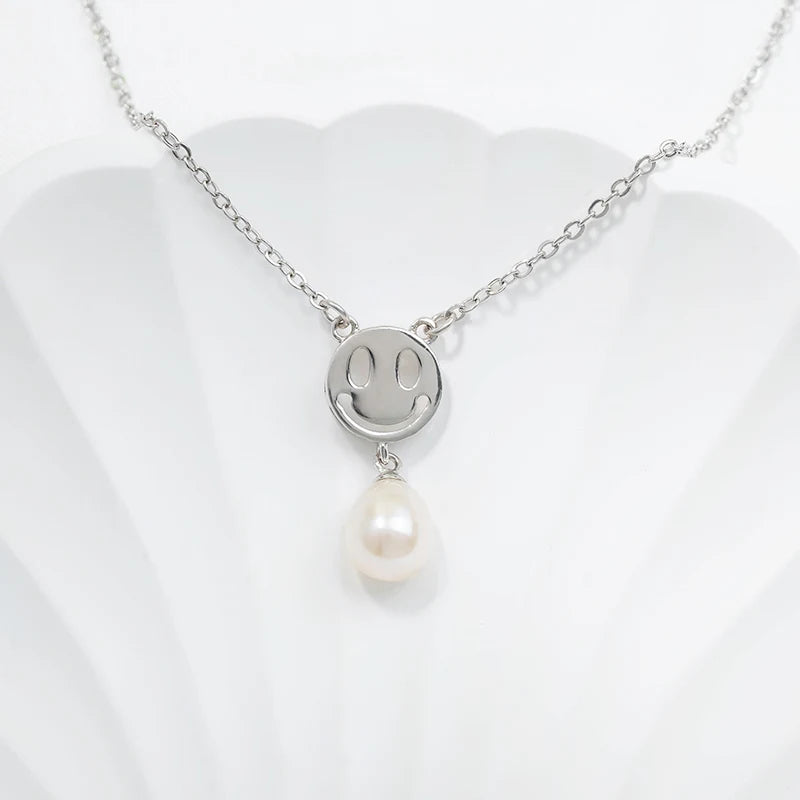 925 sterling silver women teardrop pearl charm drop pendant necklace with pearl pendant