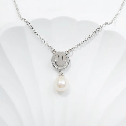 925 sterling silver women teardrop pearl charm drop pendant necklace with pearl pendant