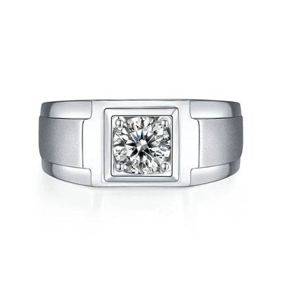 Eternal Land 1 Carat Dazzling Moissanite Ring - Elegant 925 Silver Men's Wedding Band, Perfect for Anniversaries & Gifts