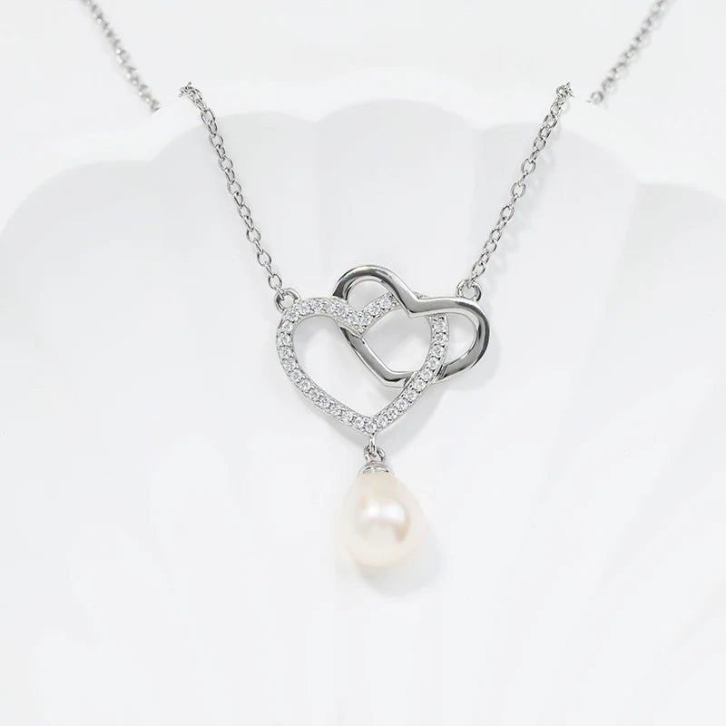 925 sterling silver women teardrop pearl charm drop pendant necklace with pearl pendant