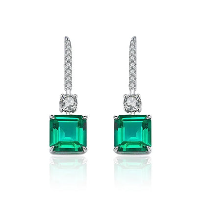 Jeweller Buy Asscher Cut Green Moissanite Earrings New Design 925 Sterling Silver Unisex Ladies & Men's Earhooks for Parties or Gifts