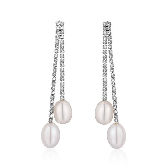 Wholesale trendy vintage minimalist accessories jewelry moissanite silver fresh water pearl studs earrings