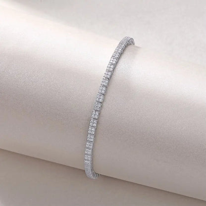 1.2mm Elegant Double Row Moissanite Tennis Bracelet, 925 Sterling Silver Luxury Style, Exquisite Fashionable Wrist Bracelet