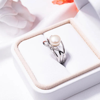 S925 pure silver pearl ring, female niche design, light luxury, high-end feeling, cool style, Instagram trendy fashion