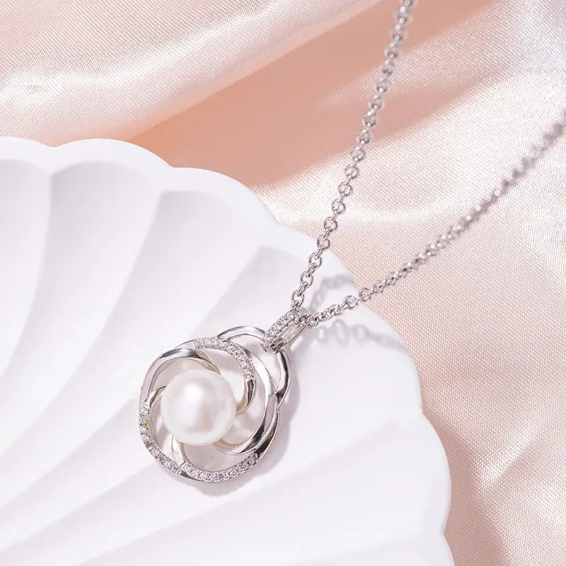 Custom personalized moissanite diamond 925 sterling silver necklace chain freshwater pearl pendant