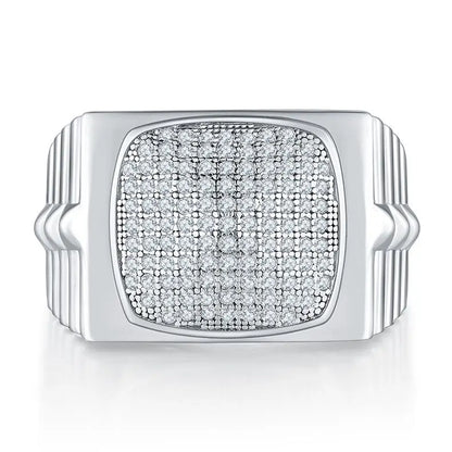 Elegant Moissanite 925 Silver Men's Ring - Stylish Hip-Hop Design Perfect for Weddings, Parties, and Special Occasions