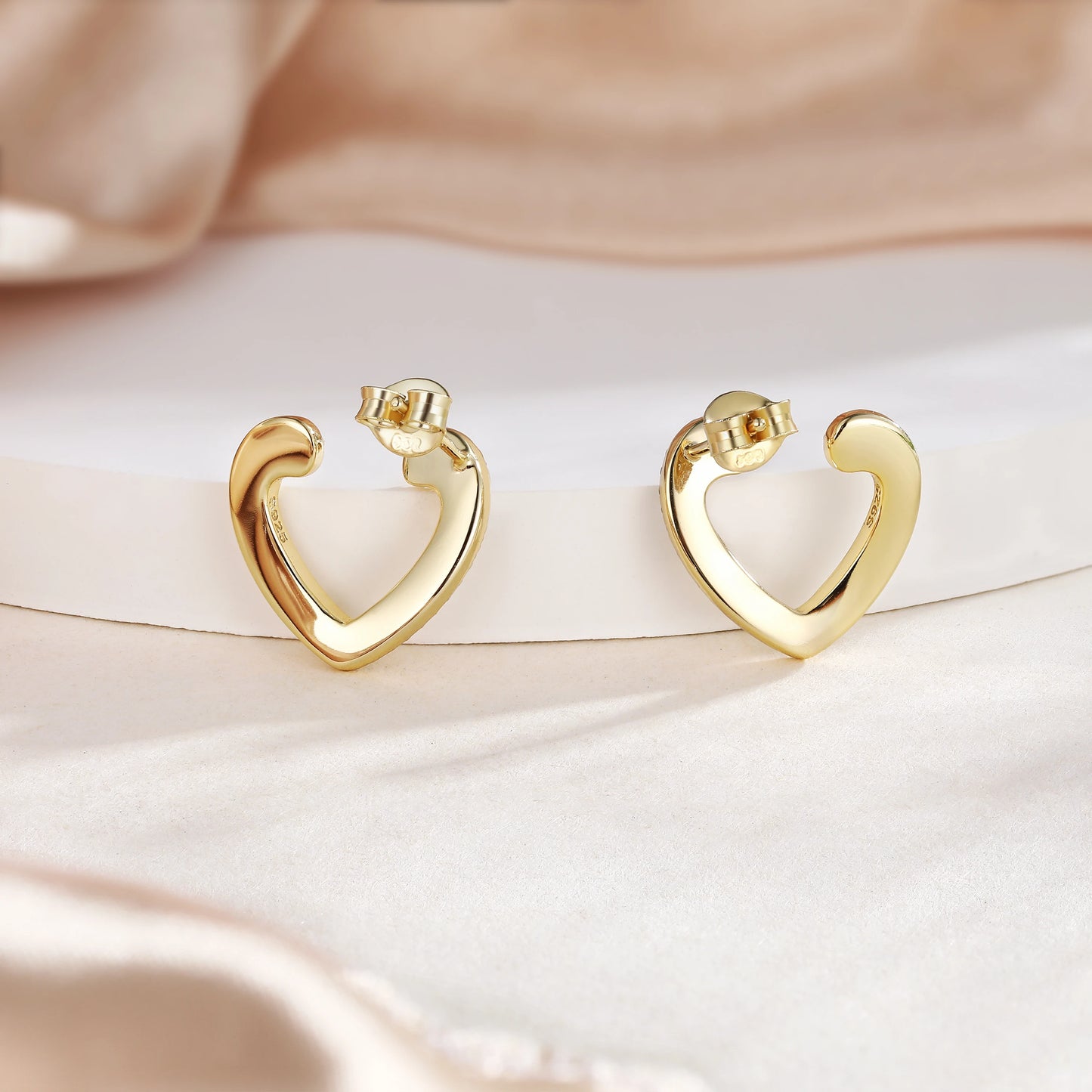 Classic heart dangling gold plated 18k jewelry earrings zirconia day gift women stud earrings 925 sterling silver